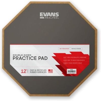 Evans RF12D Real Feel Practice Pad Übungspad 2-seitig, Schlagzeug Zubehör, Schwarz, Grau Evans RF12D Real Feel Practice Pad Übungspad 2-seitig, Schlagzeug Zubehör, Schwarz, Grau