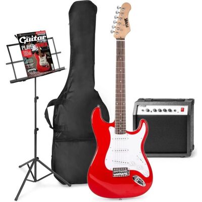 Max E -Gitarre mit Gitarrenverstärker - Gigkit - Perfekt für Anfänger - inkl. (E-Gitarre, Ahorn, Lindenholz), Gitarre, Rot Max E -Gitarre mit Gitarrenverstärker - Gigkit - Perfekt für Anfänger - inkl. (E-Gitarre, Ahorn, Lindenholz), Gitarre, Rot