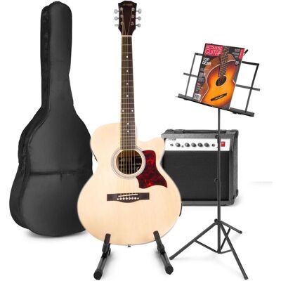 Max Electric Acoustic Gitarre - Showkit -Gitarren -Set mit 40W -Gitarrenverstärker, Gitarrenstandard (Akustik Gitarre, Ahorn, Linde), Gitarre, Braun Max Electric Acoustic Gitarre - Showkit -Gitarren -Set mit 40W -Gitarrenverstärker, Gitarrenstandard (Akustik Gitarre, Ahorn, Linde), Gitarre, Braun