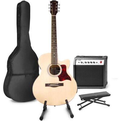 Max Elektrische Akustikgitarre - Showkit -Gitarren -Set mit 40W -Gitarrenverstärker, Gitarrenstandar (Ahornholz, Lindenholz), Gitarre, Braun Max Elektrische Akustikgitarre - Showkit -Gitarren -Set mit 40W -Gitarrenverstärker, Gitarrenstandar (Ahornholz, Lindenholz), Gitarre, Braun