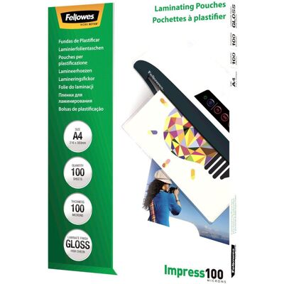 Fellowes Laminierfolie, Impress 100 (A4, 100 Stk., 100 µm) Fellowes Laminierfolie, Impress 100 (A4, 100 Stk., 100 µm)