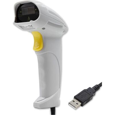Qoltec 1D Laser Barcode Scanner USB White (1D-Barcodes), Barcode Scanner, Weiss Qoltec 1D Laser Barcode Scanner USB White (1D-Barcodes), Barcode Scanner, Weiss