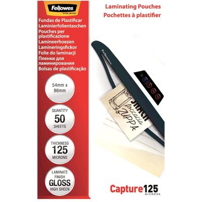 Fellowes Laminierfolie, Caputre 125, 54x86mm (ID-Kartenformat, 50 Stk., 125 µm) Fellowes Laminierfolie, Caputre 125, 54x86mm (ID-Kartenformat, 50 Stk., 125 µm)