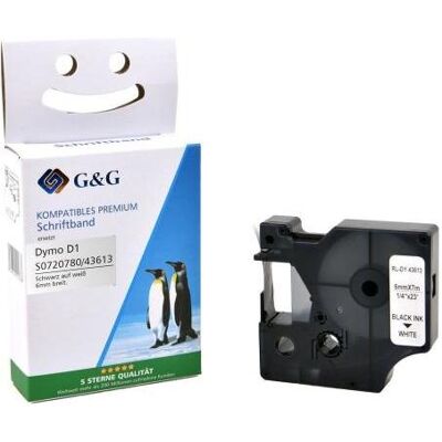 G&G, Beschriftungsband, Schriftband kompatibel mit Dymo D1/ S0720780/ 43613 (Schwarz) G&G, Beschriftungsband, Schriftband kompatibel mit Dymo D1/ S0720780/ 43613 (Schwarz)