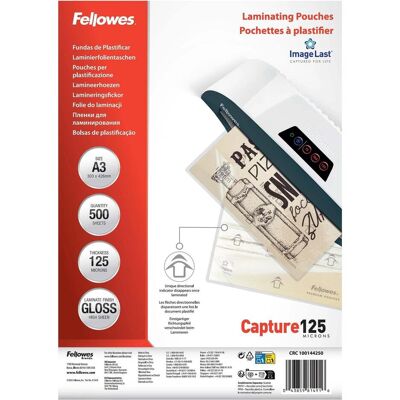 Fellowes Laminierfolie, PK500 LAMINIERFOLIEN 100144250 (A3, 500 Stk., 125 µm) Fellowes Laminierfolie, PK500 LAMINIERFOLIEN 100144250 (A3, 500 Stk., 125 µm)