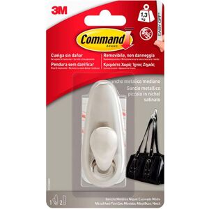 3M Klebehaken + Klebenagel, Command metal hook, medium, polished nickel, 1 unit + 2 strips, max 1.3 kg 3M Klebehaken + Klebenagel, Command metal hook, medium, polished nickel, 1 unit + 2 strips, max 1.3 kg