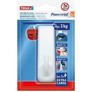 tesa, Klebehaken + Klebenagel, Clothes hook Powerstrips 58620, 9.4 cm x 3 cm, white tesa, Klebehaken + Klebenagel, Clothes hook Powerstrips 58620, 9.4 cm x 3 cm, white
