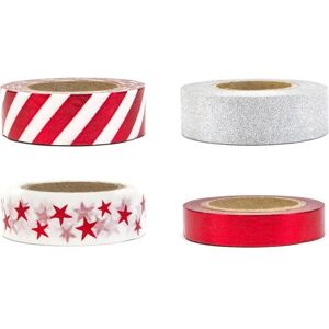 Partydeco, Washi Tape, Rubans adhésif décoratif - Rouge et blanc (4pcs) Partydeco, Washi Tape, Rubans adhésif décoratif - Rouge et blanc (4pcs)