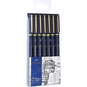 Deli, Schreibstifte, Fineliner, 7 Stück, verschiedene Stärken (7x) Deli, Schreibstifte, Fineliner, 7 Stück, verschiedene Stärken (7x)