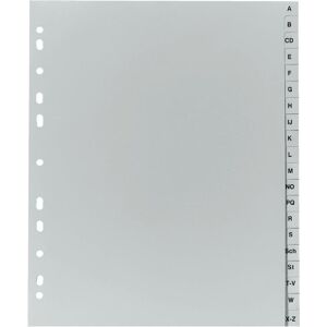 Herlitz, Ordner Zubehör, Kunststoffregister, A-Z, A4 extra breit, 20-teilig grau, PP-Folie, Eurolochung, Maße: (B)240 x Herlitz, Ordner Zubehör, Kunststoffregister, A-Z, A4 extra breit, 20-teilig grau, PP-Folie, Eurolochung, Maße: (B)240 x