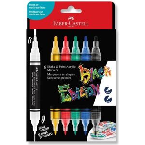Faber-Castell, Marker, - Black Edition Shake & Paint Acrylic Markers Set of 6 (Classic Colours) (285507) (6x) Faber-Castell, Marker, - Black Edition Shake & Paint Acrylic Markers Set of 6 (Classic Colours) (285507) (6x)