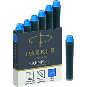 Parker Pen, Ersatzpatronen + Tintenfass, Quink Mini (Blau, 6 Stk.) Parker Pen, Ersatzpatronen + Tintenfass, Quink Mini (Blau, 6 Stk.)