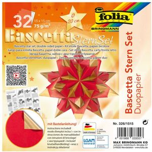 Folia, Stempel, Faltbl„tter Bascetta-Stern, 150 x 150 mm, hochrot/gold Folia, Stempel, Faltbl„tter Bascetta-Stern, 150 x 150 mm, hochrot/gold