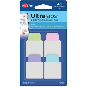 Avery Haftnotiz, Zweckform Haftstreifen UltraTabs Pastell, 25,4 x 38 mm beschreibbare Taben, aus Polyester, papierbe (38 x 25.40 mm) Avery Haftnotiz, Zweckform Haftstreifen UltraTabs Pastell, 25,4 x 38 mm beschreibbare Taben, aus Polyester, papierbe (38 x 25.40 mm)