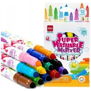 Deli, Marker, Abwaschbare Marker mit Faserspitze, 12 Farben (12x) Deli, Marker, Abwaschbare Marker mit Faserspitze, 12 Farben (12x)