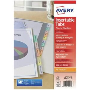 Avery Dennison, Ordner Zubehör, Intercalaires à onglets, 12 touches, PP, transparent dimensions: A4, couleur touches assorti, 180 mi Avery Dennison, Ordner Zubehör, Intercalaires à onglets, 12 touches, PP, transparent dimensions: A4, couleur touches assorti, 180 mi