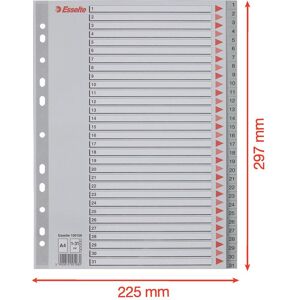 Leitz, Ordner Zubehör, Esselte Kunststoff-Register, Zahlen, A4, 1-31, grau 31-teilig, PP, 0,12 mm, mit beschriftbarem Deckb Leitz, Ordner Zubehör, Esselte Kunststoff-Register, Zahlen, A4, 1-31, grau 31-teilig, PP, 0,12 mm, mit beschriftbarem Deckb