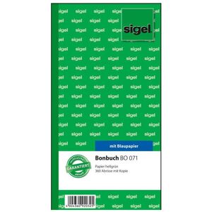 Sigel, Formular, Formularbuch "Bonbuch", 105 x 200 mm, hellgrün 360 Abrisse, mit Blaupapier, 2 x 60 Blatt (120x) Sigel, Formular, Formularbuch "Bonbuch", 105 x 200 mm, hellgrün 360 Abrisse, mit Blaupapier, 2 x 60 Blatt (120x)
