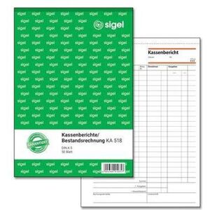 Sigel, Formular, Kassenbericht/Bestandsrechnung Formularbuch (50x) Sigel, Formular, Kassenbericht/Bestandsrechnung Formularbuch (50x)