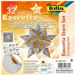 Folia, Stempel, Faltbl„tter Bascetta-Stern, 150 x 150 mm, silber/gold Folia, Stempel, Faltbl„tter Bascetta-Stern, 150 x 150 mm, silber/gold