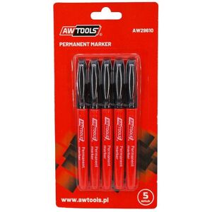 Awtools, Marker, Aw Markery Permanentne Cienkie Czarne 5szt. (5x) Awtools, Marker, Aw Markery Permanentne Cienkie Czarne 5szt. (5x)
