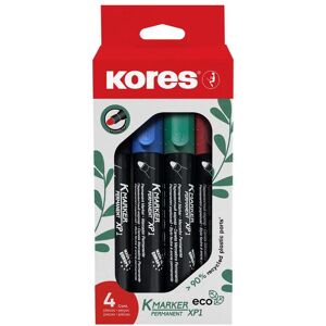 Kores, Marker, Permanent-Marker ECO XP1, Rundspitze, 4er Etui Strichstärke: 3 mm, schnell trocknend, lange Cap-o (4x) Kores, Marker, Permanent-Marker ECO XP1, Rundspitze, 4er Etui Strichstärke: 3 mm, schnell trocknend, lange Cap-o (4x)