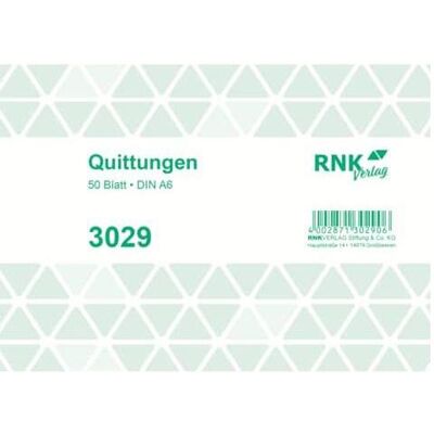 Rnk, Formular, Verlag Quittung mit MwSt. separat ausgewiesen, mit fortlaufenden Nummern Formularbuch 3029 (50x) Rnk, Formular, Verlag Quittung mit MwSt. separat ausgewiesen, mit fortlaufenden Nummern Formularbuch 3029 (50x)