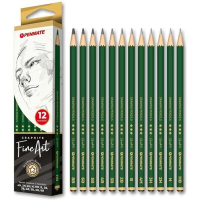 Penmate, Bleistift, Set Fine Art Bleistifte, Härte 4H-8B, 12-tlg. (2B, 2H, 3B, 3H, 4B, 4h, 5B, 6B, 8B, B, H, HB, 12x) Penmate, Bleistift, Set Fine Art Bleistifte, Härte 4H-8B, 12-tlg. (2B, 2H, 3B, 3H, 4B, 4h, 5B, 6B, 8B, B, H, HB, 12x)