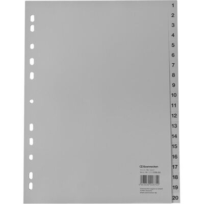Soennecken, Ordner Zubehör, Zahlenregister Verwendung für Papierformat: DIN A4 Ausführung der Tabe: 1-20 Soennecken, Ordner Zubehör, Zahlenregister Verwendung für Papierformat: DIN A4 Ausführung der Tabe: 1-20
