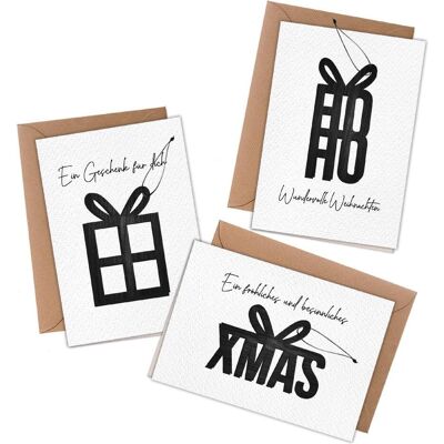 Papierdrachen, Grusskarte + Briefpapier, 3 Klappkarten mit Holzanhängern - Weihnachten Set 01 (3 Stk.) Papierdrachen, Grusskarte + Briefpapier, 3 Klappkarten mit Holzanhängern - Weihnachten Set 01 (3 Stk.)