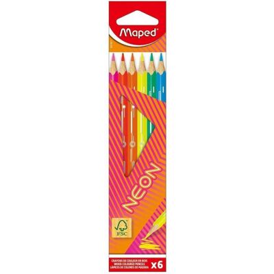 Maped, Malstifte, Neon-Dreiecksmalstifte, 6 Farben (6x) Maped, Malstifte, Neon-Dreiecksmalstifte, 6 Farben (6x)