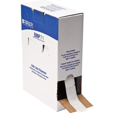 Brady, Etikettenrolle, BM-64-427, Fähnchen, Vinyl, Weiss/Transparent, matt, 25.40 x 28.58(85.73) mm, mit 2 beschrift (33.32 mm) Brady, Etikettenrolle, BM-64-427, Fähnchen, Vinyl, Weiss/Transparent, matt, 25.40 x 28.58(85.73) mm, mit 2 beschrift (33.32 mm)