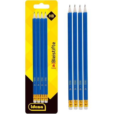 Idena, Bleistift, Bleistift HB 4er mit Radiertip FSC100% (2 mm, HB, 4x) Idena, Bleistift, Bleistift HB 4er mit Radiertip FSC100% (2 mm, HB, 4x)