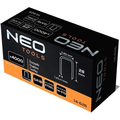 Neo, Büroklammer, Verzinkte Heftklammern für pneumatischen Tacker (14-570), GA18, Typ 90 (4K), Länge 28 mm, 4000 s (1x) Neo, Büroklammer, Verzinkte Heftklammern für pneumatischen Tacker (14-570), GA18, Typ 90 (4K), Länge 28 mm, 4000 s (1x)