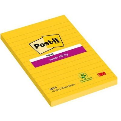 Post-it, Haftnotiz, Haftnotizen Super Sticky 101 mm x 152 mm Gelb Rechteckig Liniert (152 x 101 mm) Post-it, Haftnotiz, Haftnotizen Super Sticky 101 mm x 152 mm Gelb Rechteckig Liniert (152 x 101 mm)