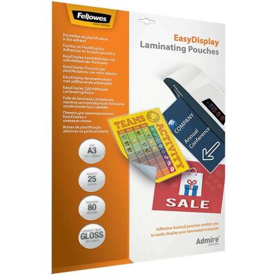 Fellowes Laminierfolie, Admire Easy Move (A3, 25 Stk., 80 µm) Fellowes Laminierfolie, Admire Easy Move (A3, 25 Stk., 80 µm)