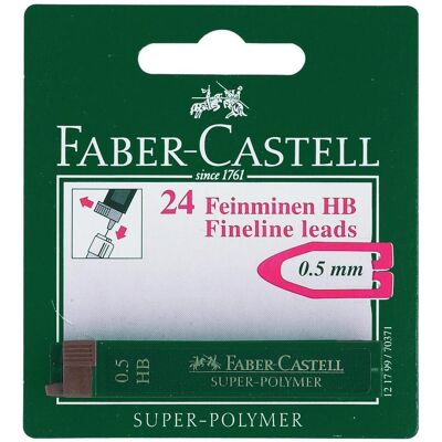 Faber-Castell, Bleistiftminen, Schreibmine Feinmine Super Polymer 0.5 mm, Schwarz (24 Stk., 0.50 mm, HB) Faber-Castell, Bleistiftminen, Schreibmine Feinmine Super Polymer 0.5 mm, Schwarz (24 Stk., 0.50 mm, HB)