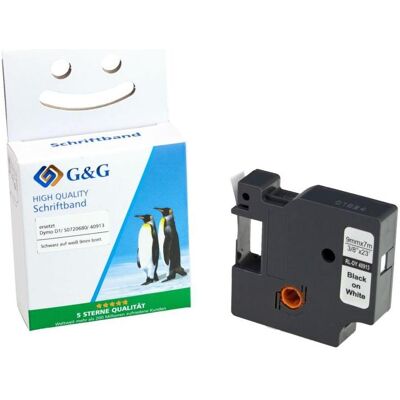 G&G, Beschriftungsband, Schriftband 9mm x 7m sw-ws Komp. m. Dymo D1/ 40913/ S072068 (0.90 cm, Schwarz, Weiss) G&G, Beschriftungsband, Schriftband 9mm x 7m sw-ws Komp. m. Dymo D1/ 40913/ S072068 (0.90 cm, Schwarz, Weiss)