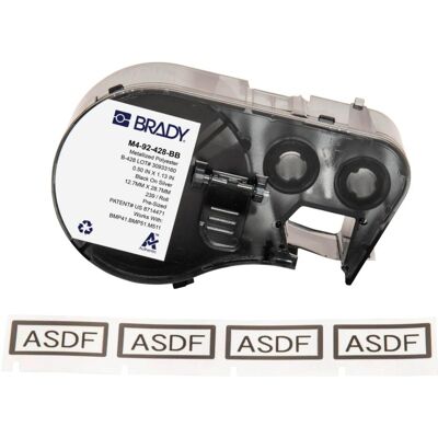 Brady, Etikettenrolle, M4-92-428-BB, metallisierter Polyester, Schwarz auf Silber, 12.70 x 33.02 mm, permanent (239 Brady, Etikettenrolle, M4-92-428-BB, metallisierter Polyester, Schwarz auf Silber, 12.70 x 33.02 mm, permanent (239
