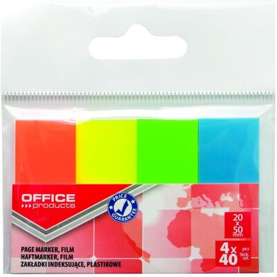 Office Products, Haftnotiz, Abheftregister pp, 20x50 mm, 4x40 register, polybeutel, farbig sortiert (90 x 4 mm) Office Products, Haftnotiz, Abheftregister pp, 20x50 mm, 4x40 register, polybeutel, farbig sortiert (90 x 4 mm)