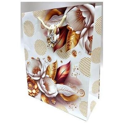 Teka, Geschenkverpackung, Matte Dekotasche 26x32x12cm weisse Blumen Teka, Geschenkverpackung, Matte Dekotasche 26x32x12cm weisse Blumen