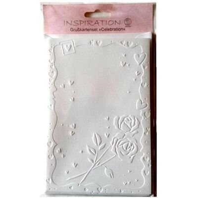 Teka, Grusskarte + Briefpapier, Geprägte Karten + Umschläge weisse Rosen 5 Stk (5 Stk.) Teka, Grusskarte + Briefpapier, Geprägte Karten + Umschläge weisse Rosen 5 Stk (5 Stk.)