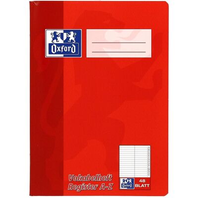 Oxford, Heft + Block, Vokabelheft mit Register A5, 48 Blatt, m. Register A-Z, 90 g/m² (A5, Speziallineatur, Weicher Einband) Oxford, Heft + Block, Vokabelheft mit Register A5, 48 Blatt, m. Register A-Z, 90 g/m² (A5, Speziallineatur, Weicher Einband)