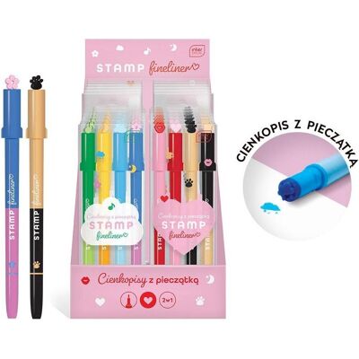 Interdruk, Schreibstifte, Fineliner mit Stempel 2in1, 4 Farben (4x) Interdruk, Schreibstifte, Fineliner mit Stempel 2in1, 4 Farben (4x)