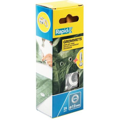 Rapid Ösen mit Ring Ø 23 x 12 mm, Leinwand Zubehör, Silber Rapid Ösen mit Ring Ø 23 x 12 mm, Leinwand Zubehör, Silber