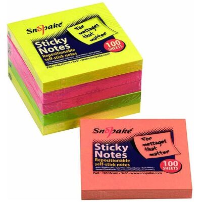 Snopake, Haftnotiz, Haftnotizen Neon-farbig Mini 100 Blatt 76mmx76mm (76 x 76 mm) Snopake, Haftnotiz, Haftnotizen Neon-farbig Mini 100 Blatt 76mmx76mm (76 x 76 mm)