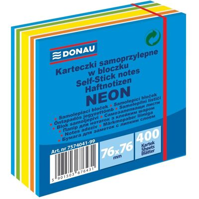 Donau, Haftnotiz, Selbstklebender würfel, 76x76mm, 1x400 blatt, neon-pastell, blau-mix (76 x 76 mm) Donau, Haftnotiz, Selbstklebender würfel, 76x76mm, 1x400 blatt, neon-pastell, blau-mix (76 x 76 mm)