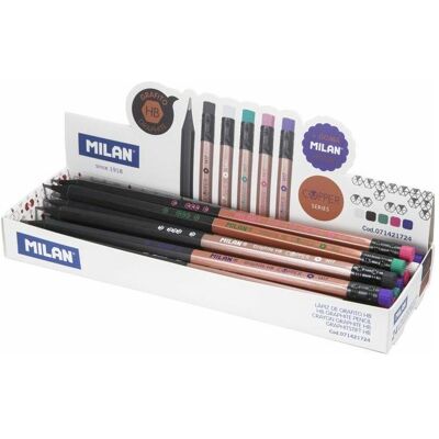 Milan, Bleistift, HB-Sechskantstift mit Radiergummi Cooper (24 Stück) (2.20 mm, HB, 24x) Milan, Bleistift, HB-Sechskantstift mit Radiergummi Cooper (24 Stück) (2.20 mm, HB, 24x)