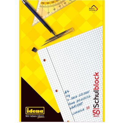 Idena, Heft + Block, Schulblock kariert 50 Blatt 70g/m² DIN A4 (A4, Kariert, Weicher Einband) Idena, Heft + Block, Schulblock kariert 50 Blatt 70g/m² DIN A4 (A4, Kariert, Weicher Einband)
