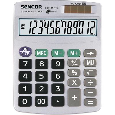 Sencor, Taschenrechner, SEC 367/12 - skrivebords-regnem (Batteriebetrieb, Solarenergie) Sencor, Taschenrechner, SEC 367/12 - skrivebords-regnem (Batteriebetrieb, Solarenergie)